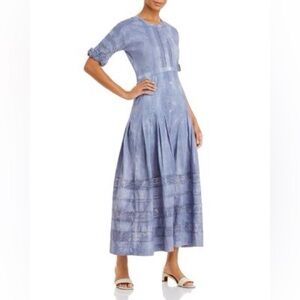 LoveShackFancy /Edie Blue Tie-Dye Shirt Dress-Sz XL